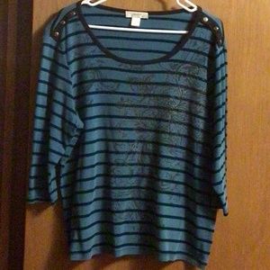 3/4 Sleeve Striped Tops